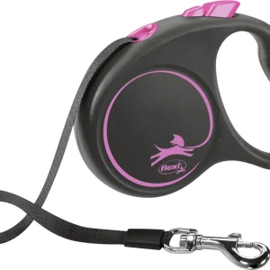 Markenware Flexi BLACK DESIGN Gurt S 5 Meter pink Roll-Leine für Hunde
